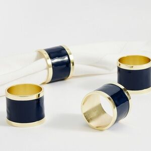 Pottery Barn Enamel Band Napkin Rings - Set Of 8